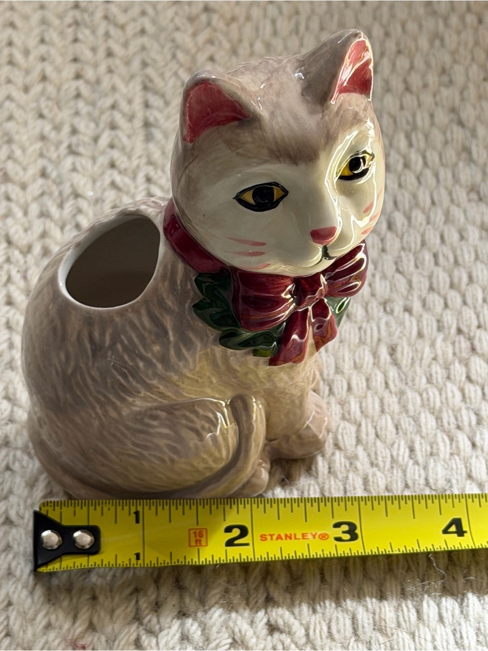 Festive Vintage-Inspired Cat Stoneware Bud Vase From Anthropologie - Picture 6 of 8
